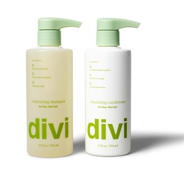 Divi Volumizing Shampoo and Conditioner Set for Women and Men - Lightweight Hair Care Duo for Fine and Thinning Hair - Adds Volume, Lift, and Bounce - Strengthens and Nourishes Hair, 2 x 12 Fl Oz