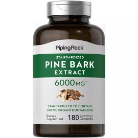 Piping Rock Pine Bark Extract 6000 mg | 180 Capsules | Non-GMO, Gluten Free | by Piping Rock