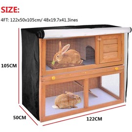 Rabbit Hutch Cover UCARE 4ft Double Rabbit Cage Dust Cover Waterproof 210D Oxford Cloth Bunny Hutch Covers Accessory for Poultry Cage