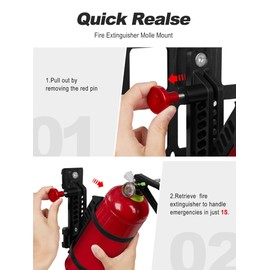 NILKATSS MOLLE Fire Extinguisher Mount Kit - Quick Release Bracket for Tactical Panels, Trucks & Vehicles, Fits 1-2" Slots/Holes - Rigid MOLLE Plate Holder for Fire Extinguisher & Gear Accessories