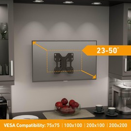 D-Line TV Wall Bracket for 23-50 Inch TVs, Low Profile Tilt & Turn TV Wall Bracket with Spirit Level, Slim Tilt TV Mount - VESA 75x75mm - 200x200mm, Holds up to 66lbs