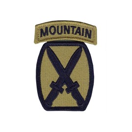 10th Mountain Division New OCP Patch and Tab Sewn Together W/Hook Fastener (EA)
