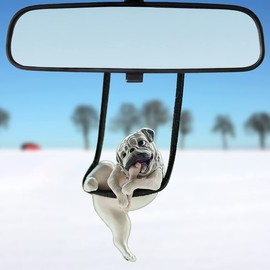 Pug Car Hanging Swing Accessories for Rear View Mirror, Cute Pug Car Ornament with Swinging Motion
