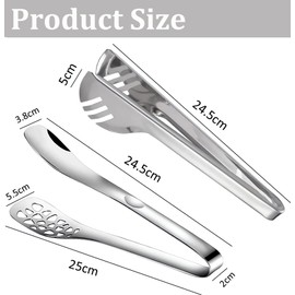 GUO-YING Pack of 2 Serving Tongs, Spaghetti Tongs, Asparagus Tongs, Stainless Steel Salad Tongs, Suitable for Kitchen, Outdoor BBQ