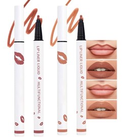 Kaely- 2 rotuladores de tinte labial mate color nude moca, lápiz labial líquido y lápiz delineador de labios, agua de larga duración