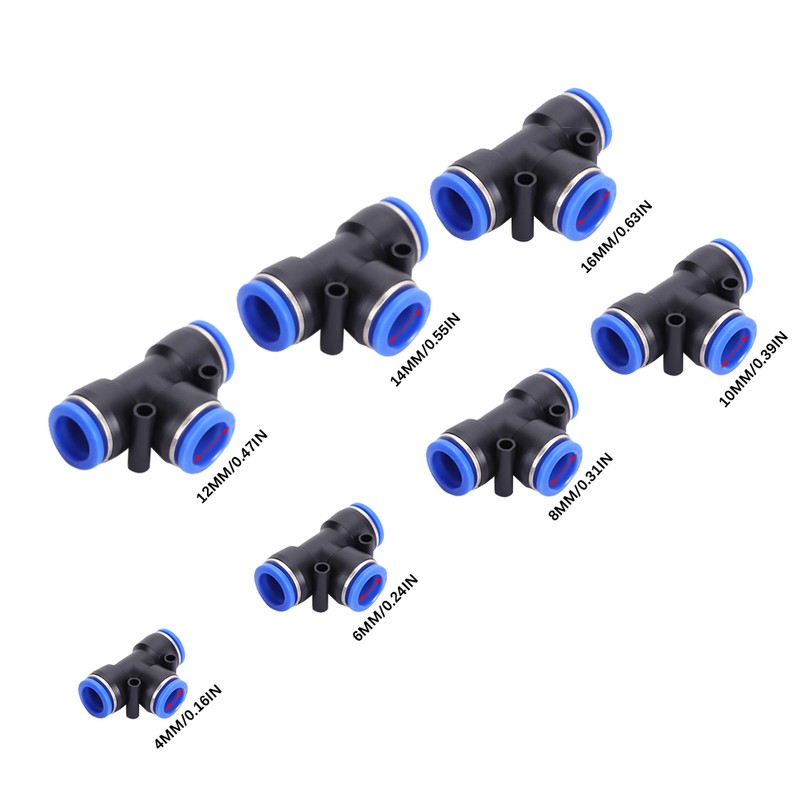 35Pcs OD 4/6/8/10/12/14/16mm Air Hose Pneumatic 3 Way Tee Union