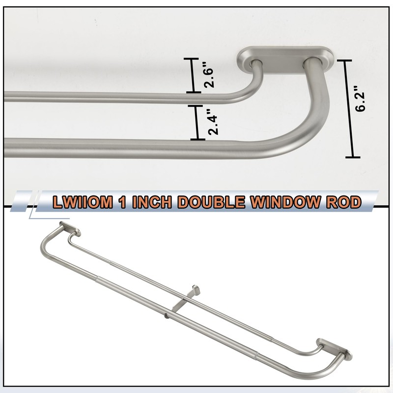 Lwiiom Double Curtain Rod for Windows 28 to 48 Inch,Adjustable