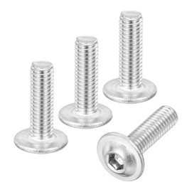 sourcing map 25Pcs M6-1x20mm Flanged Button Head Socket Cap Screws, 304 Stainless Steel Socket Drive Fasteners Bolts, Fully Thread Machine Screws, Silver
