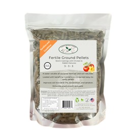 Soil Conditioner and Fertilizer Pellets, Fertile Ground. 3-3-3 NPK. Rabbit Manure with Worm Castings and Chicken Manure. 3.5lb Bag.