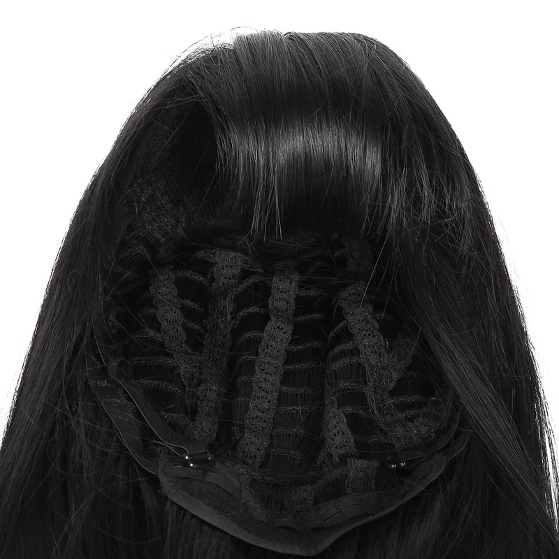 Women Long Straight Hair Full Wig Black Synthetic Wig With