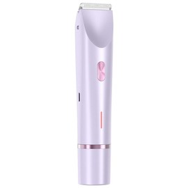2 in 1 Dual Head Bikini Trimmer for Women, Electric Shaver IPX7 Waterproof Wet & Dry Use Body Hair Trimmer and Facial Hair Remover for Bikini Underarm Leg Arm Body Face - Color: Purple