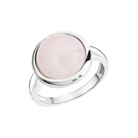 Zeeme Gemstones 360271735 Women's Ring 925 Sterling Silver Rhodium-Plated Rose Quartz White, Sterling Silver, Quartz