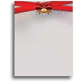 Ribbons & Bells Christmas Holiday Letterhead Paper - 80 Sheets