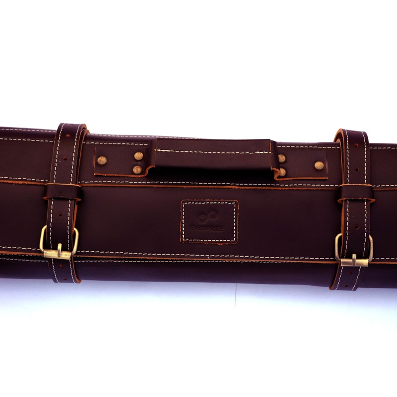 EVERPRIDE Brown Leather and Suede Knife Roll