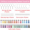 Duufin 400 Pieces Acrylic Key Ring Blanks Set with Leather