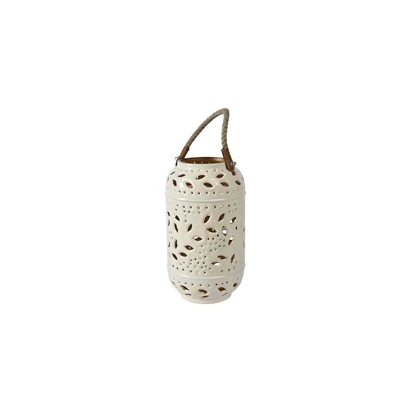 Decoris Cream Iron Lantern 15cm Diameter 27cm Height One Size