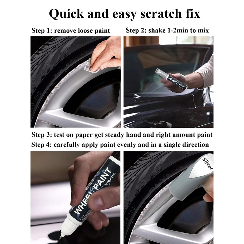 SYOAUTO Matte Black Rim Touch Up Paint, Car Wheel Scratch