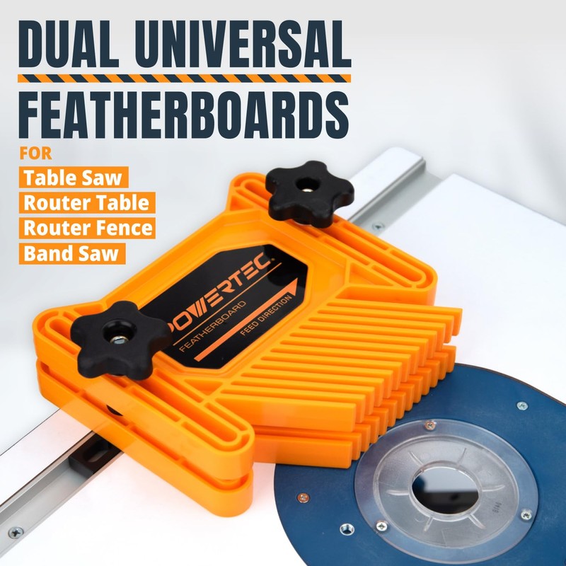 POWERTEC Universal Tandem Featherboards for Table Saw, Router Table, Router