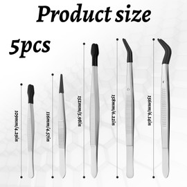 5-Piece Tweezers Set, Medical Tweezers Set, Entomology Tweezers Set, Stainless Steel Precision Instruments with Rubber Tip Tool for Entomology, Taxidermy and Finest Work