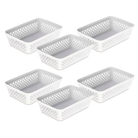 Glad Plastic Storage Basket Set - Multipurpose Drawer Trays, Kitchen Pantry Containers, and Bathroom Bins - 6 Pack Medium Organizers, White