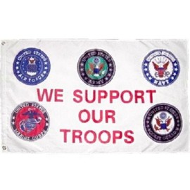 AES Support Our Troops 5 Branches Military Service 2x3 2'x3' Polyester Flag