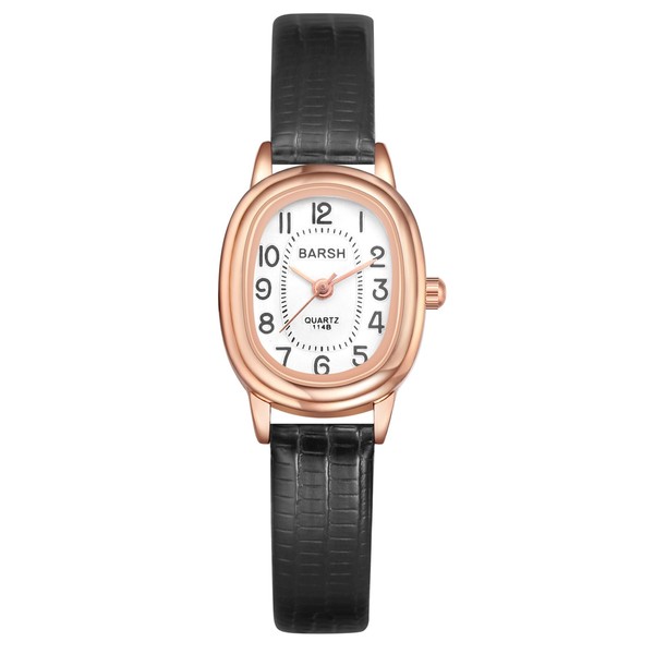 JewelryWe Women’s Oval Leather Watches: Simple Petite Analog Quartz Classic