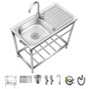 Outdoor Utility Sink,Free Standing Stainless Steel Laundry Tub, Single Bowl