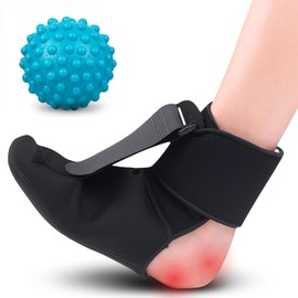 Férula Nocturna para Fascitis Plantar Ajustable, con Bola de Masaje para Pies, Corrector de Caída de Pie, Soporte de Fascitis Plantar, para Dormir, Tendinitis de Aquiles, para Pie Lzquierdo/Derecho(L)