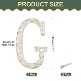 uxcell House Address Letter, 5.5 Inch Cast Iron Vintage Wall Letter g Outside Letters for Home Street Office Mailbox Sign, White & Gold