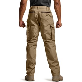 CQR Men's Quick Dry Work Pants, Water Resistant Outdoor Tactical Pants, Lightweight Stretch Cargo Hiking Pants, Work Pants Cougar, 34W x 30L