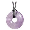 Kaltner Präsente Gemstone Necklace with Pendant, Amethyst Purple, Leather Cord