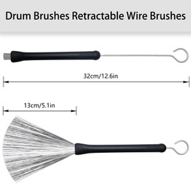 CashBeat 2-Pair Retractable Drum Brushes Wire Nylon with Drum Tuning Key