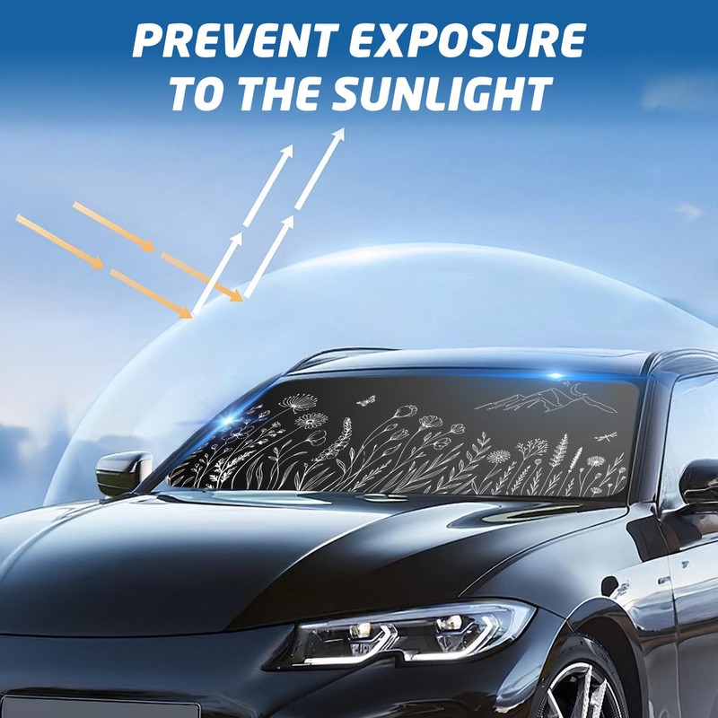 Windshield Sun Shade for Car, 63"x28.5" Universal Fit Front Window