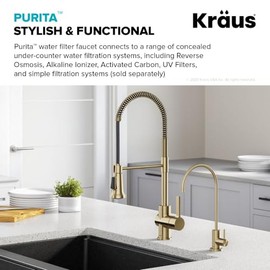 KRAUS Purita 100% Lead-Free Kitchen Water Filter Faucet in Spot Free Antique Champagne Bronze, FF-100SFACB