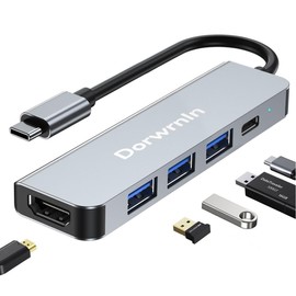 USB C Hub 3.0 with HDMI 4k, 5 in 1 USB C Hub Splitter Multiport Network Adapter with 1 x HDMI 4k Port, 1 x USB 3.0, 2 x USB 2.0 and 1 x USB C, for MacBook Pro Air/foriphone 15/ for pad pro/HDTV
