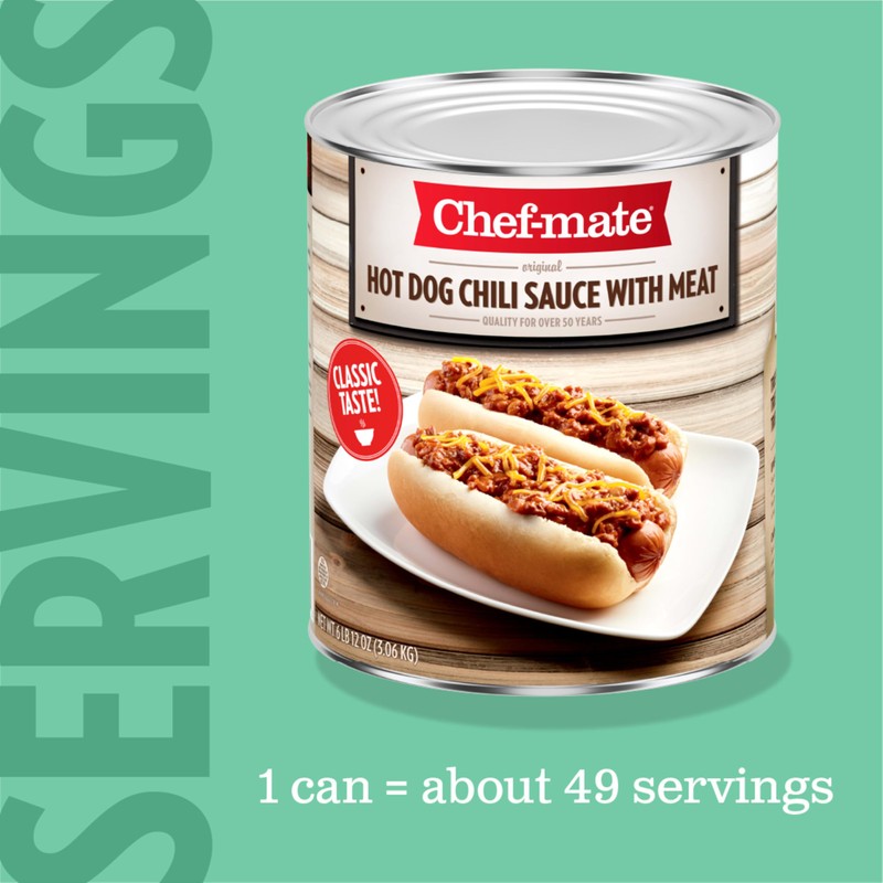 Chef-mate Hot Dog Canned Chili Sauce with Meat, Ready to