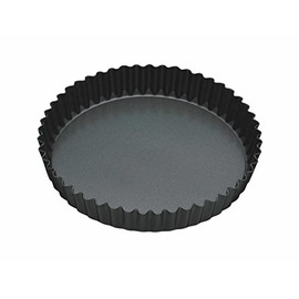 MasterClass Non-Stick Fluted Flan & Quiche Tin with Loose Base, Carbon Steel Bakeware for Sweet and Savoury Baking, Easy Release Design, 23cm, PFAS-Free Bakeware