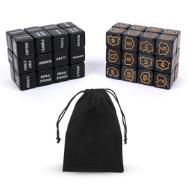 BOXOB 48pcs Abilities Keywords Counter Dices, Acrylic Creature Stats Buff Tokens D6 Dice Set with Velvet Bag for MTG TCG Card Games Tabletop Gaming Accessories