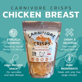 Carnivore Crisps Carnivore Crisps, Chicken Breast, All Natural, High Protein, Keto & Carnivore Diet Approved, Gluten-Free, No Hormones, 1.5 oz (Pack of 3)