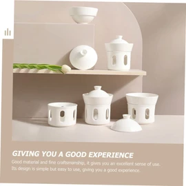 ORFOFE Soup Bowl Lid Stew Bowl for Steam Cooking for Soups Edible Bird Nest Safe and Steam Accessory for Home Dining