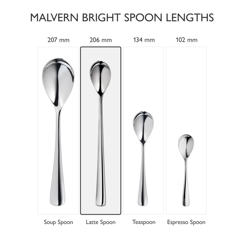Robert Welch Malvern Bright Long Handled Spoon, Set of 4.