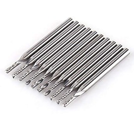 FTVOGUE Fresa de extremo de carburo de tungsteno con vástago de 1/8 pulgadas, herramientas de grabado CNC, broca espiral de flauta única, 10 Uds.