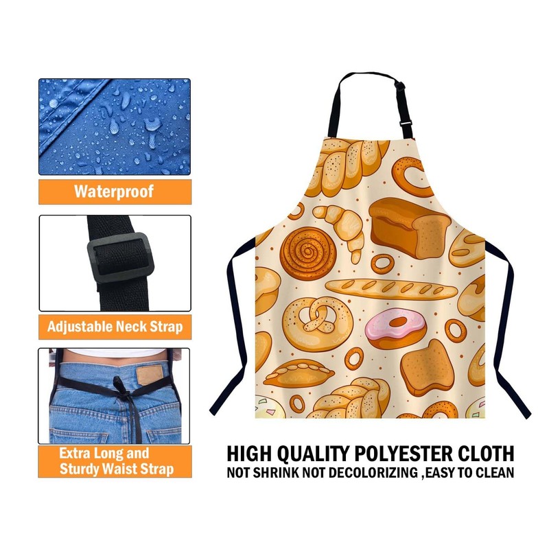 BGBDEIA Different Bread Kitchen Apron for Women Men, Adjustable Apron