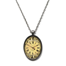 Victorian Vault Time Clock Steampunk Pendant Necklace on Chain (Design 001)