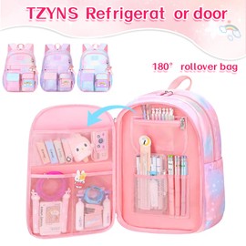 EYRXK Starry Rainbow Backpack Kawaii School Students Backpack Cute Large Capacity Kids Bookbag Multifunction Fashion Casual Laptop Travel Bag For Boy Girl (Blue-17.5inch)