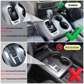 Gear Shift Panel Cover for Honda Pilot 2016-2020/ Honda Ridgeline 2017-2020, Gear Shift Knob Console Panel Trim, ABS Center Console Cup Holder Frame Anti-Scratch Protector Accessories (Wood Grain)