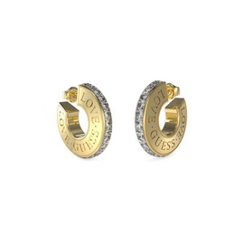 GUESS JUBE04083JWYGT/U Women's Hoop Earrings Love Gold, Stainless Steel, Cubic Zirconia