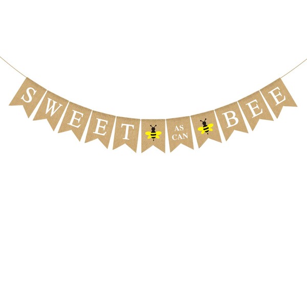 Rainlemon Jute Burlap Sweet As Can Bee Banner Bumble Bee Themed Baby Shower 1st Birthday Party Nursery Decoration
