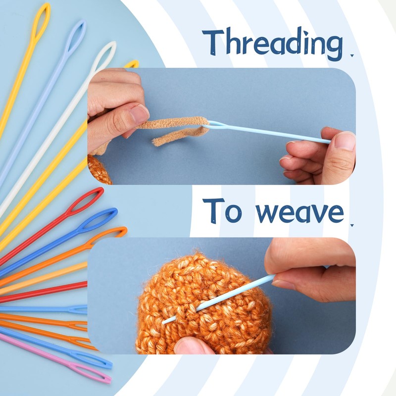 48Pcs Plastic Large Eye Sewing Needles Set,15PCS Large-Eye Blunt Needles,Yarn