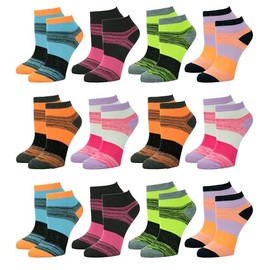 Gelante 12-Pair Women's Ankle Socks, Colorful Comfortable Lightweight Breathable Athletic 550-57 Cute Cat